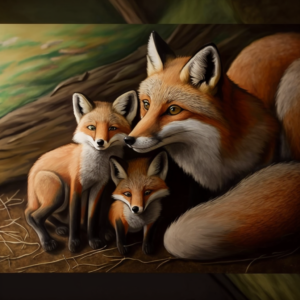 Mother Fox With Babies